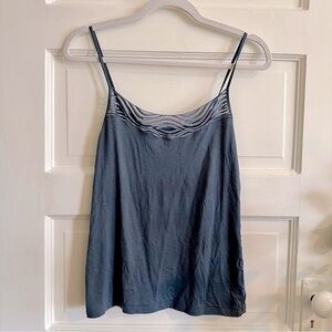 VINTAGE Blue SCHIESSER Camisole‎ Top, Silky Detailing, Sz S/M